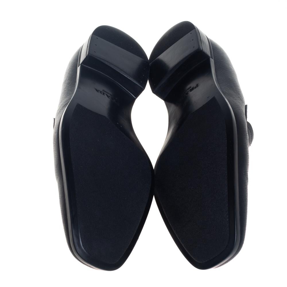 Prada Black Leather Slip On Loafers Size 40 3