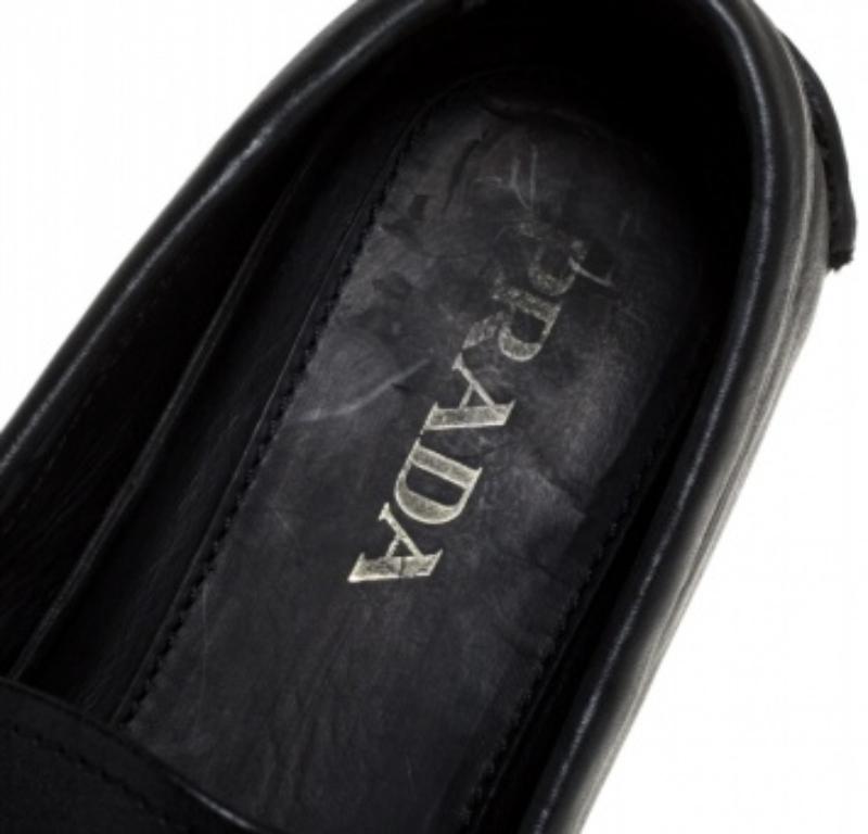 Men's Prada Black Leather Slip On Loafers Size 42 For Sale
