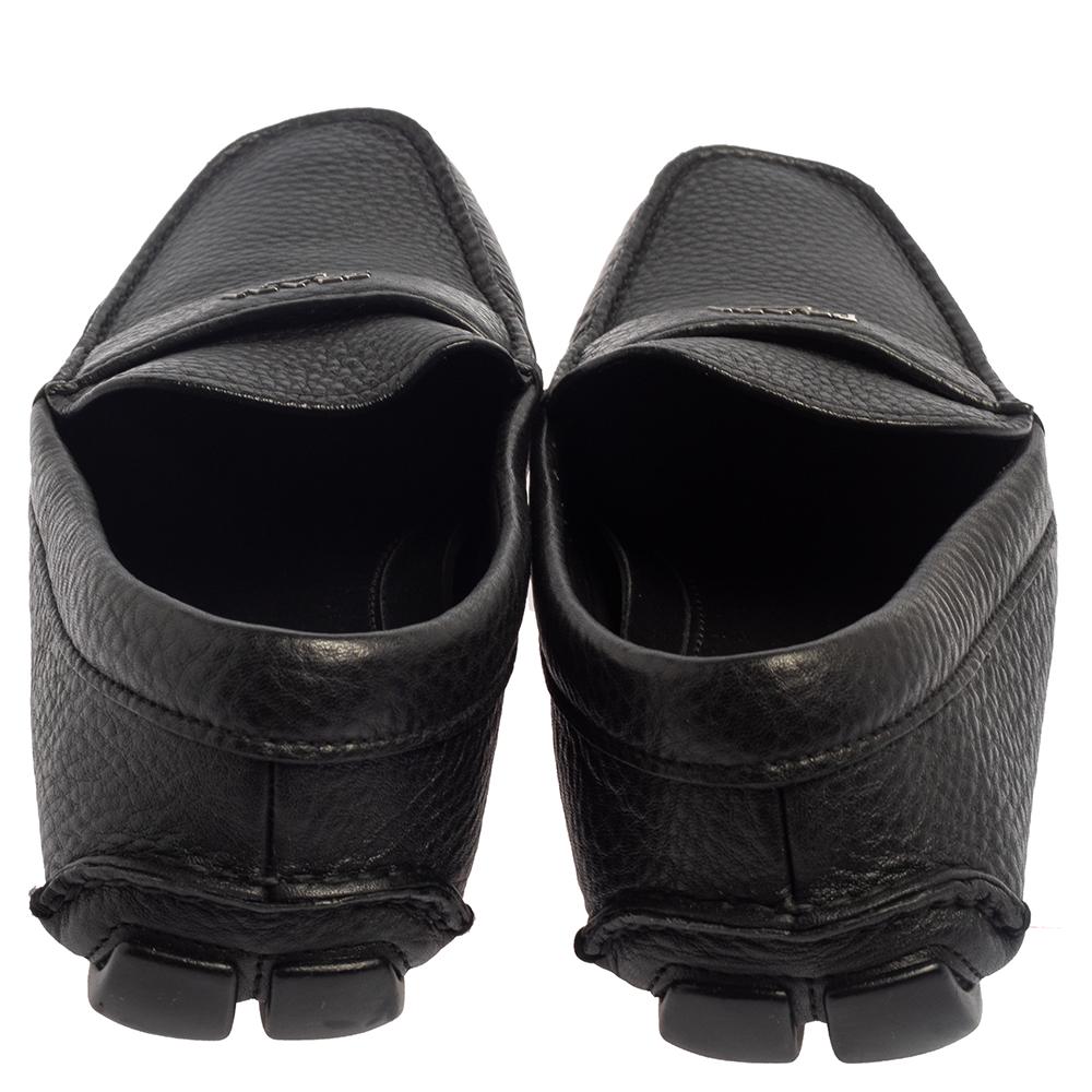 Men's Prada Black Leather Slip On Loafers Size 42