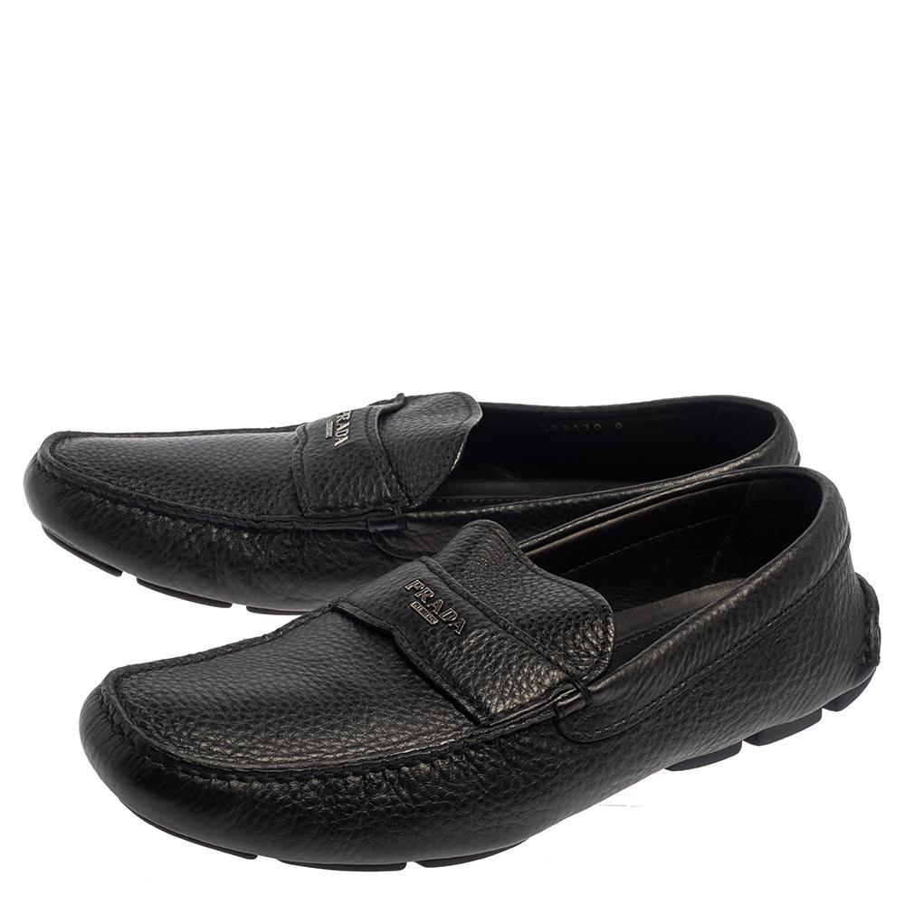 Prada Black Leather Slip On Loafers Size 42 1