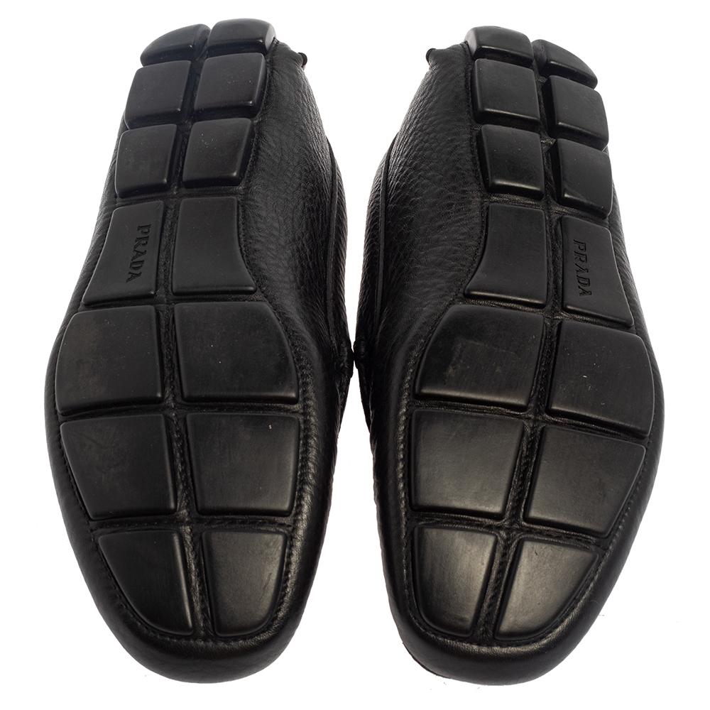 Prada Black Leather Slip On Loafers Size 42 3