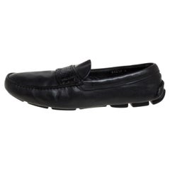 Prada Black Leather Slip On Loafers Size 42