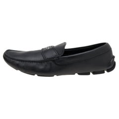 Prada Black Leather Slip On Loafers Size 42