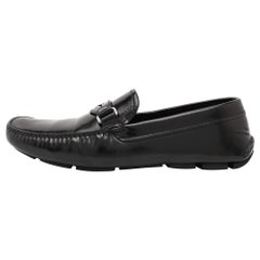 Used Prada Black Leather Slip On Loafers Size 42.5