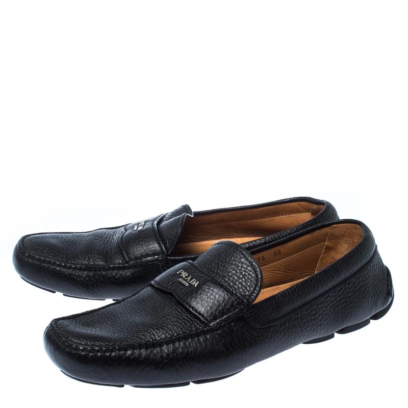 Prada Black Leather Slip On Loafers Size 43.5 1