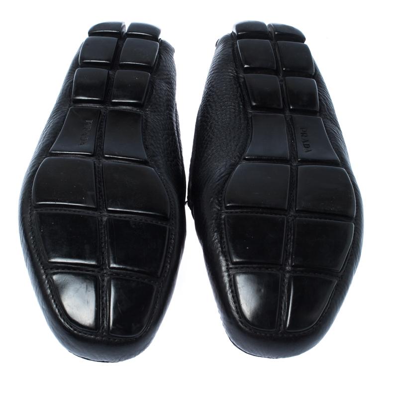 Prada Black Leather Slip On Loafers Size 43.5 3
