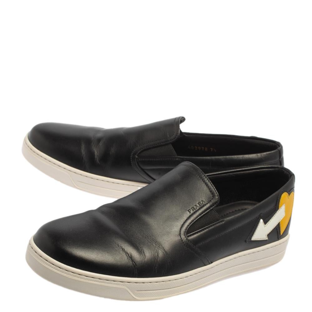 Prada Black Leather Slip on Sneakers Size 41.5 1