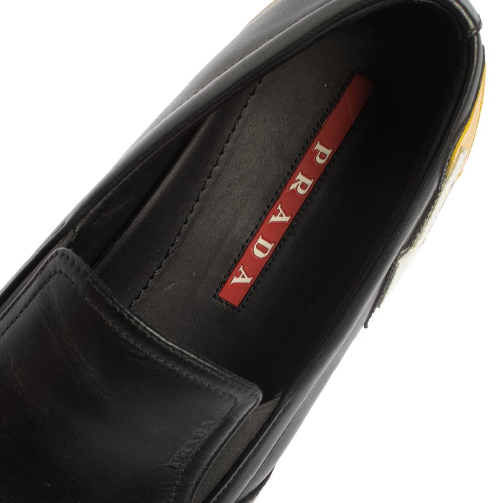 Prada Black Leather Slip on Sneakers Size 41.5 2