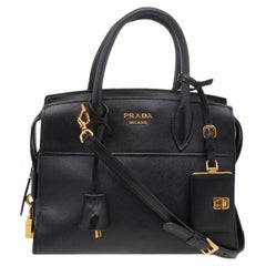 Prada Black Leather Small Esplanade Shoulder Bag