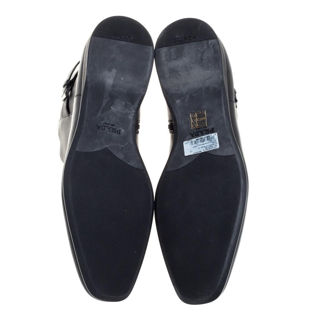 Men's Prada Black Leather Square Toe Boots Size 46