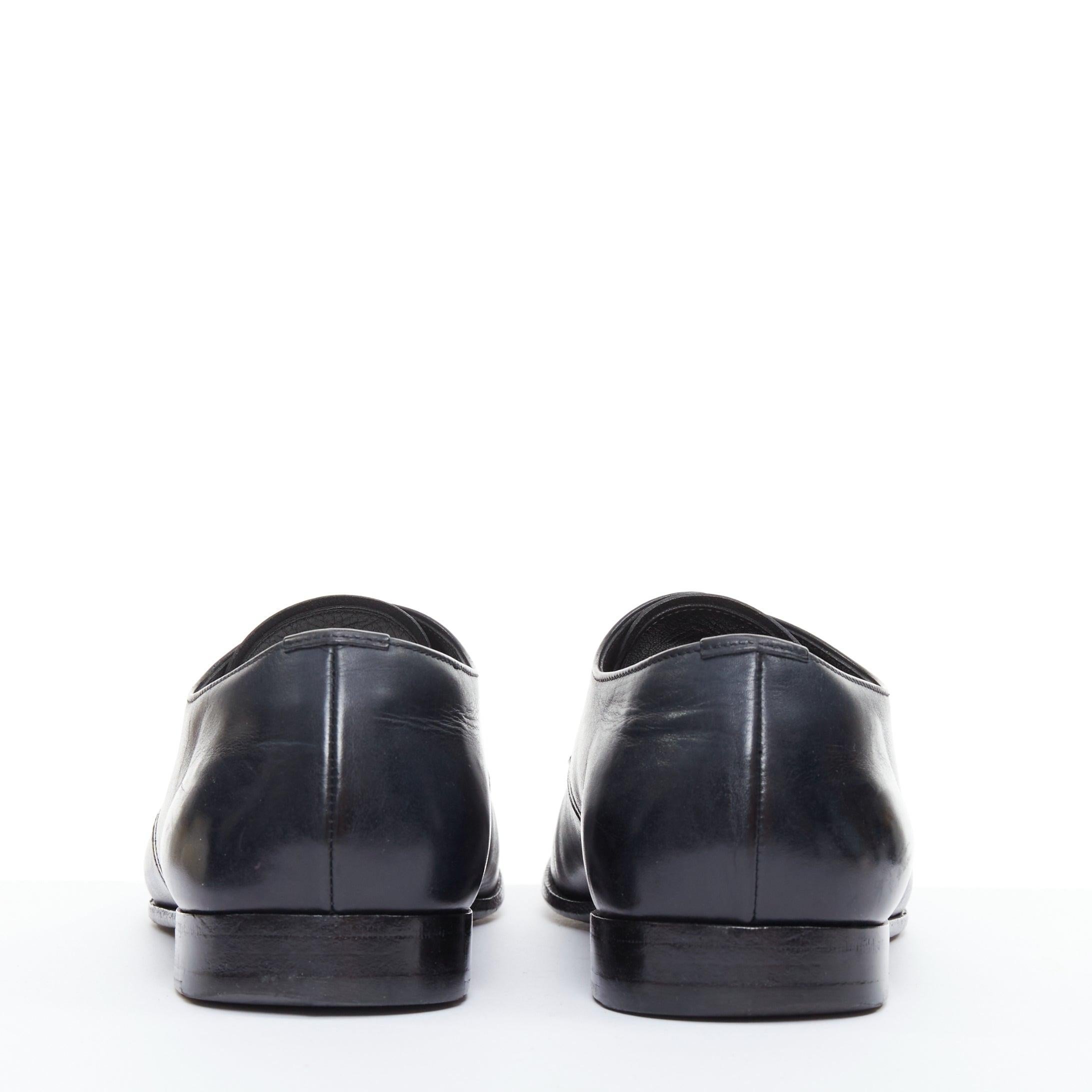 Men's PRADA black leather square toe lace brogue shoes UK6.5 EU40.5 For Sale