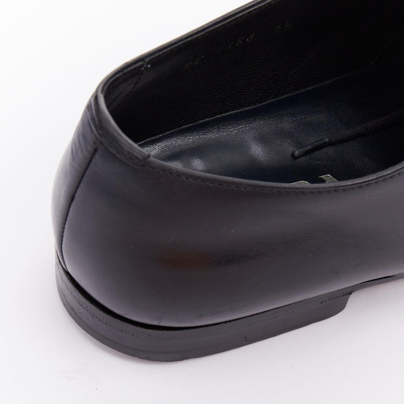 PRADA black leather square toe lace brogue shoes UK6.5 EU40.5 For Sale 3