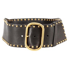 Prada Black Leather Studded Belt