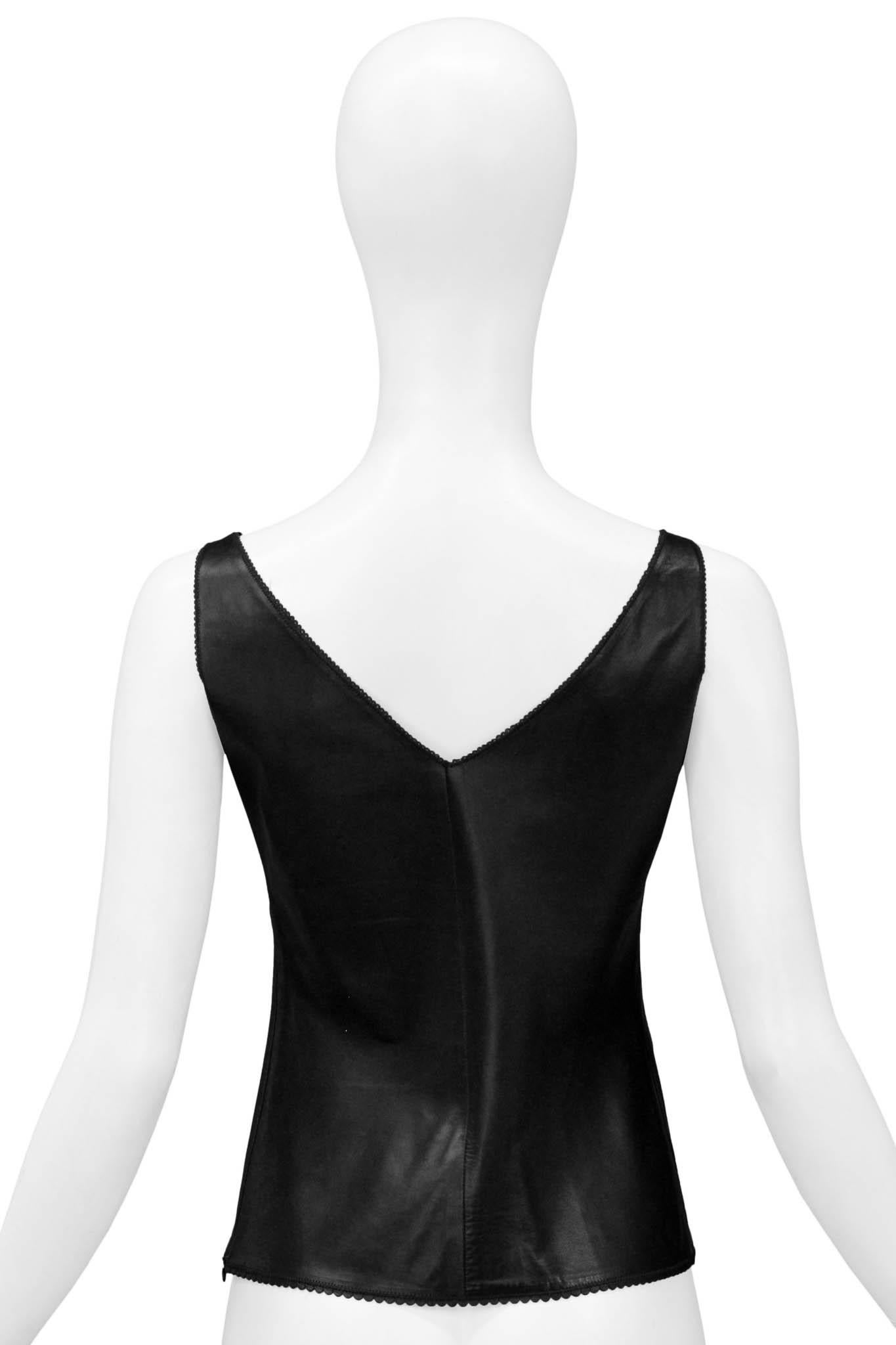 Prada Black Leather Tank Top In Excellent Condition In Los Angeles, CA