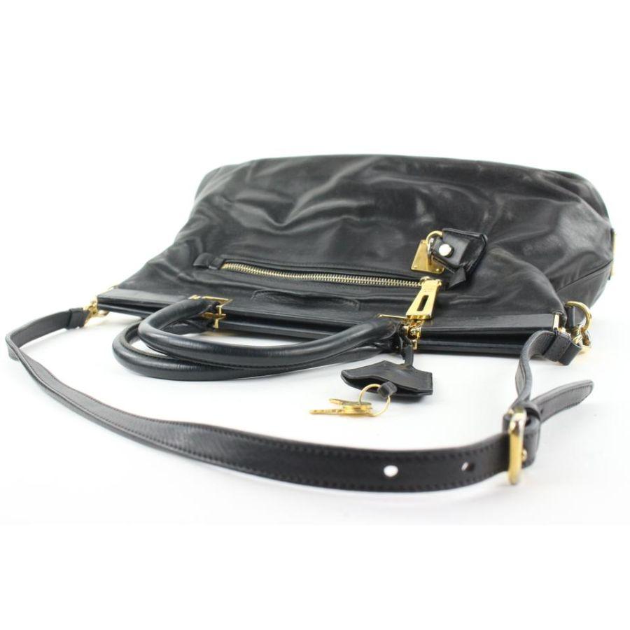 Women's Prada Black Leather Top Handle 2way Shoulder Bag 48pr125 For Sale