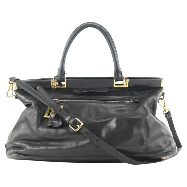 Prada Black Leather Top Handle 2way Shoulder Bag 48pr125 For Sale