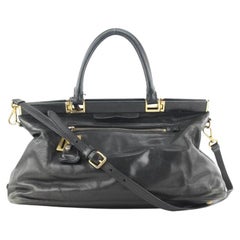 Vintage Prada Black Leather Top Handle 2way Shoulder Bag 48pr125