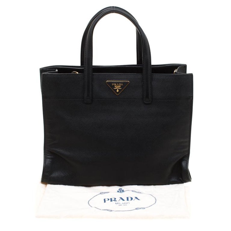 Prada Black Leather Top Handle Bag For Sale at 1stDibs