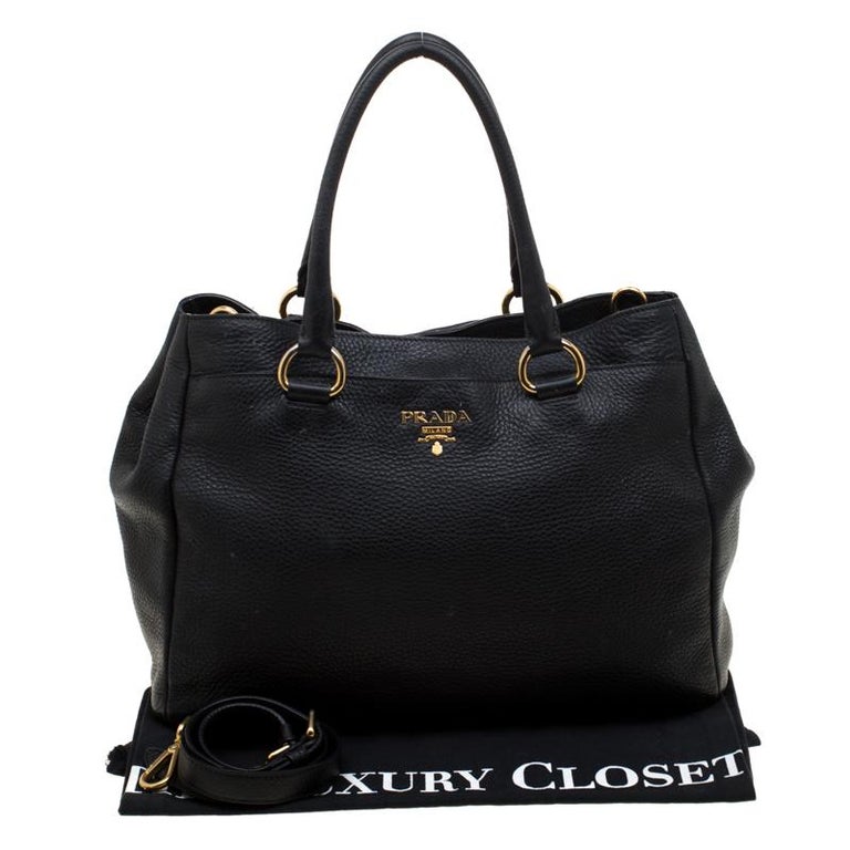 Prada Black Leather Top Handle Bag For Sale at 1stDibs