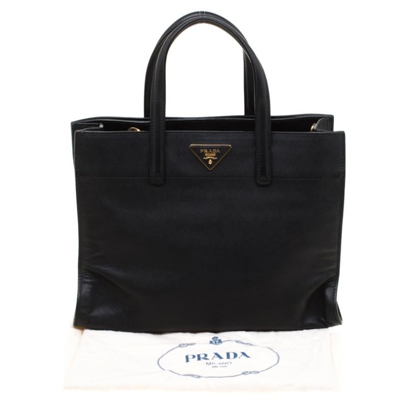 Prada Black Leather Top Handle Bag 7