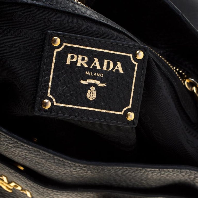 Prada Black Leather Top Handle Bag For Sale at 1stDibs