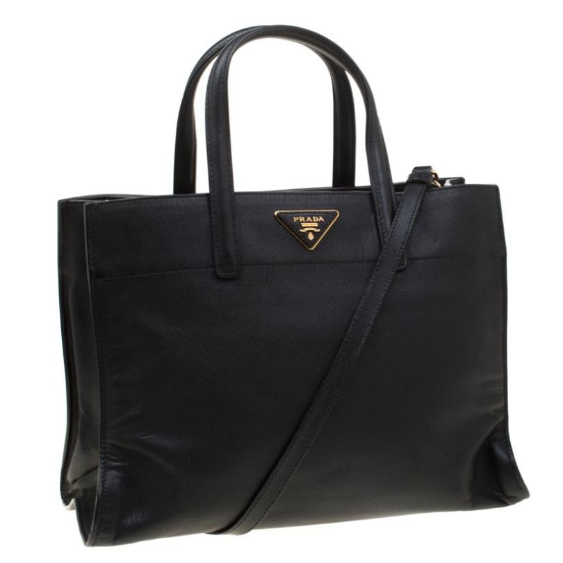 Women's Prada Black Leather Top Handle Bag