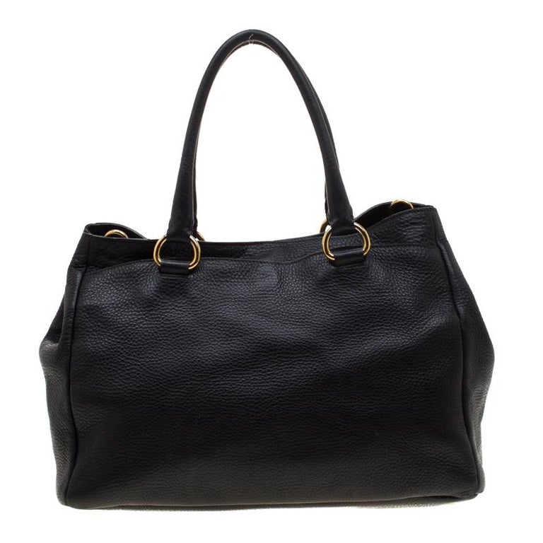 Prada Black Leather Top Handle Bag For Sale at 1stDibs