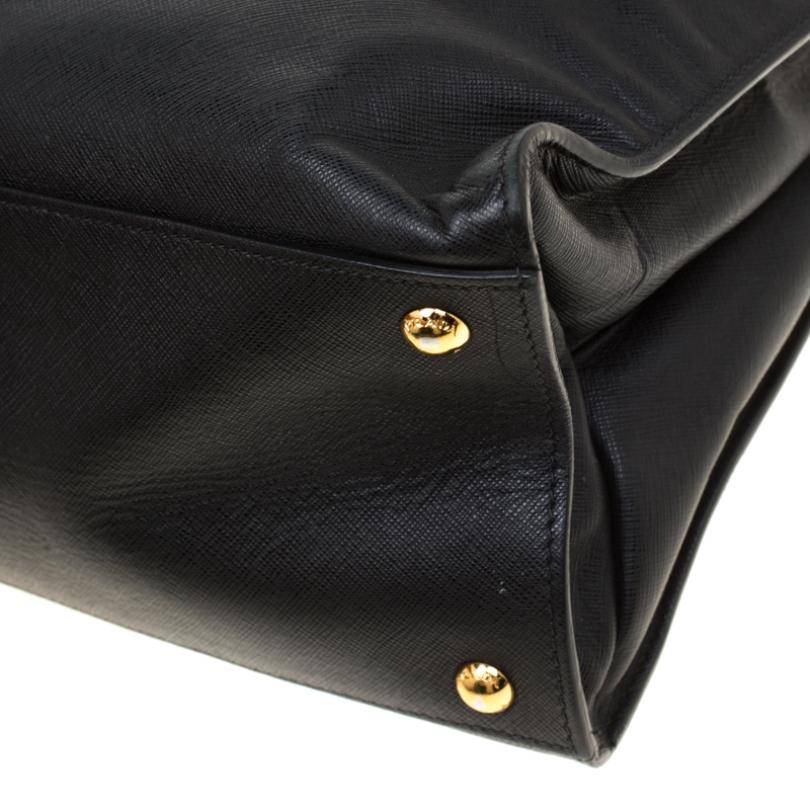 Prada Black Leather Top Handle Bag 3