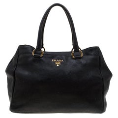 Prada Black Leather Top Handle Bag