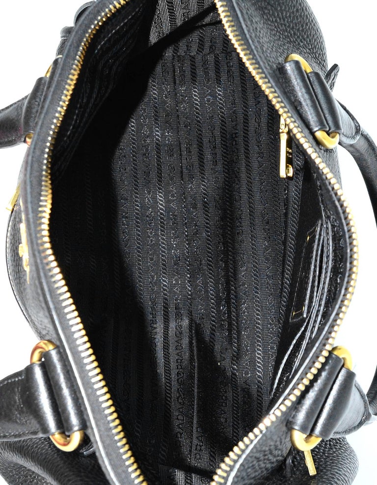 Prada Black Leather Top Handle Bag w/ Strap For Sale at 1stdibs