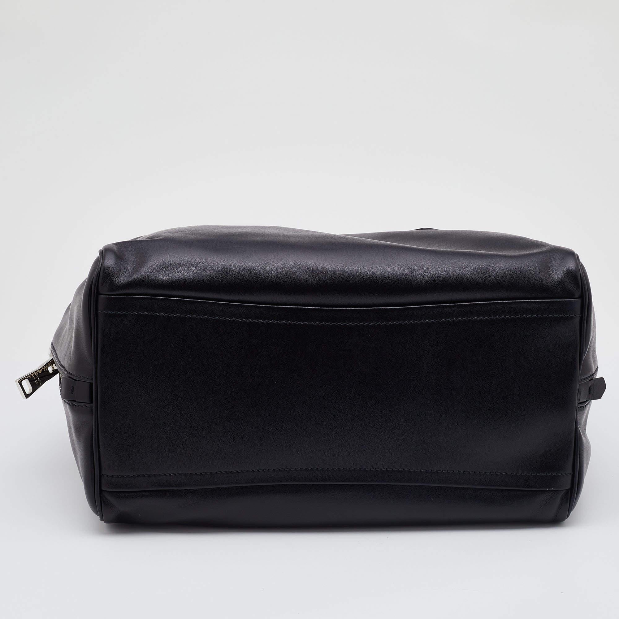 Prada Black Leather Top Zip Boston Bag 1