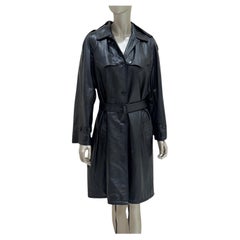 Trench in pelle nera di Prada con cappuccio staccabile - IT 40
