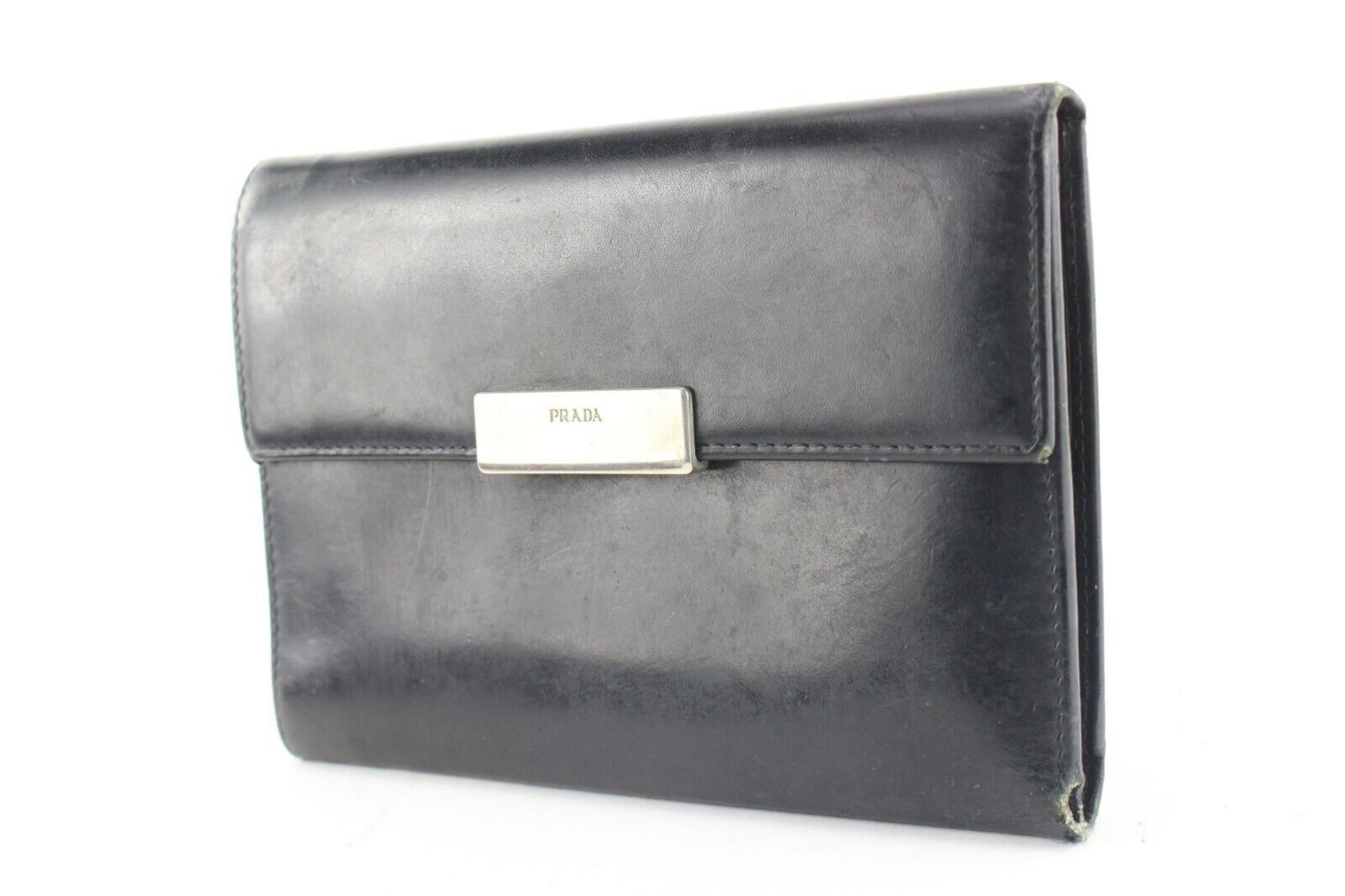 Prada Black Leather Trifold Wallet 2P0509 8