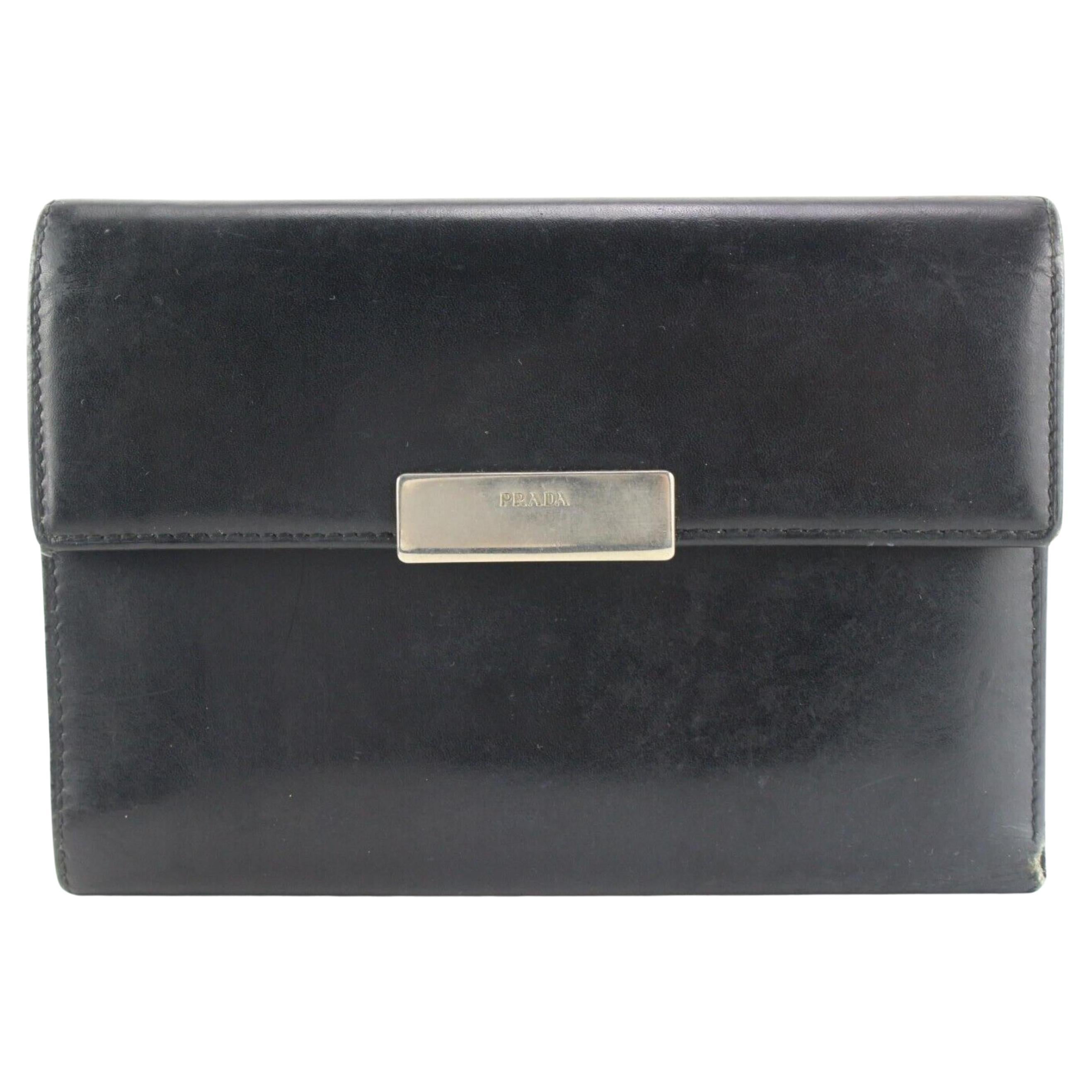 Prada Black Leather Trifold Wallet 2P0509