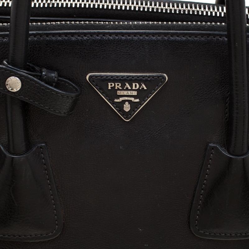 Prada Black Leather Twin Pocket Double Handle Tote 6