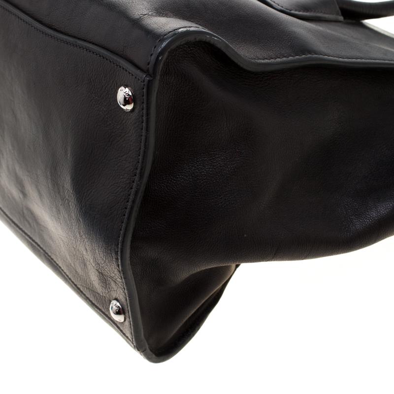 Prada Black Leather Twin Pocket Double Handle Tote 2