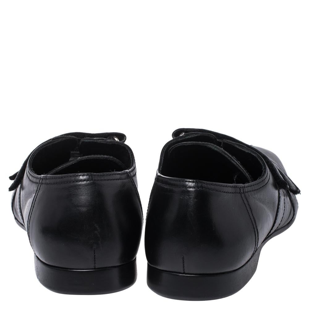 Men's Prada Black Leather Velcro Loafers Size 43 For Sale