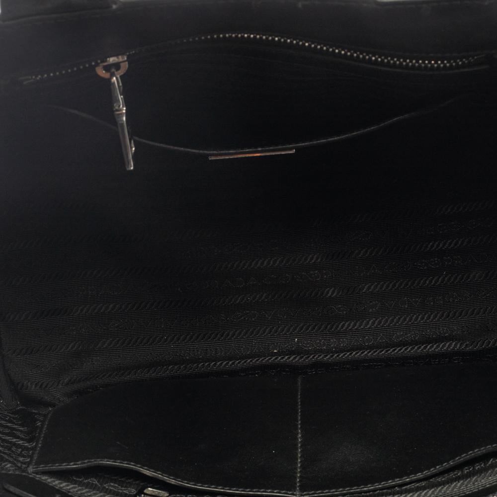 Prada Black Leather Vertical Stitched Tote 3