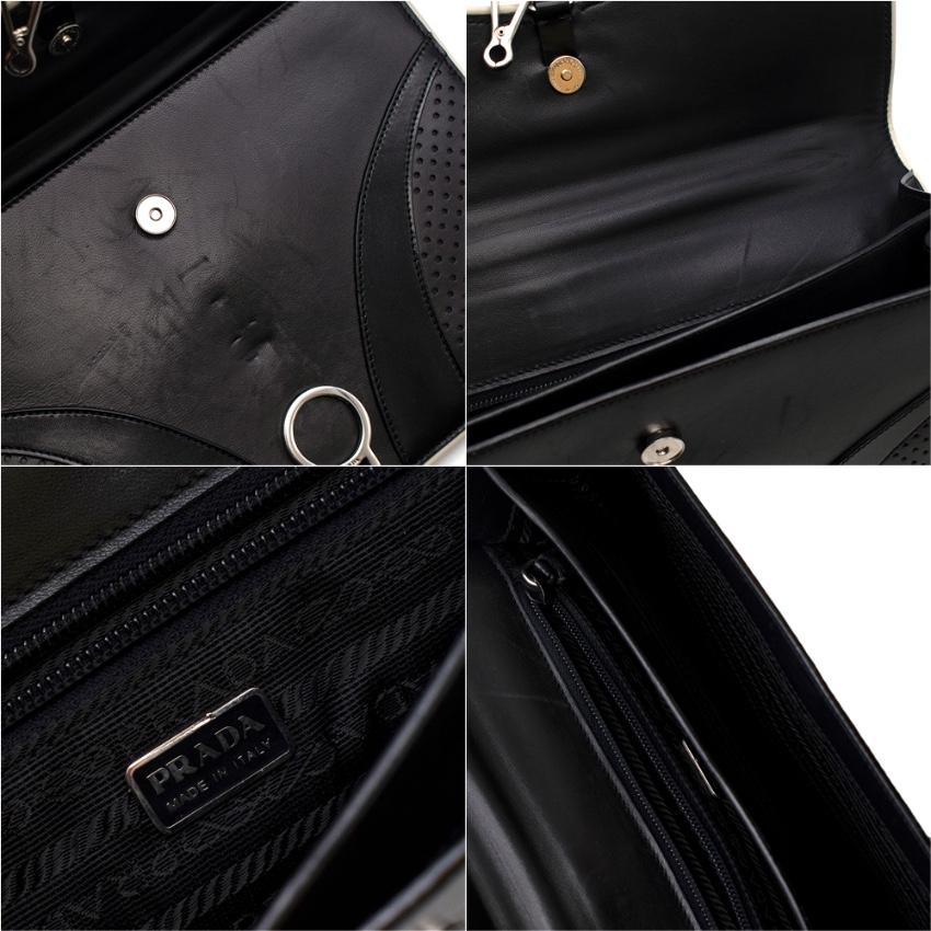 Prada Black Leather Vintage Small Top Handle Bag For Sale 3