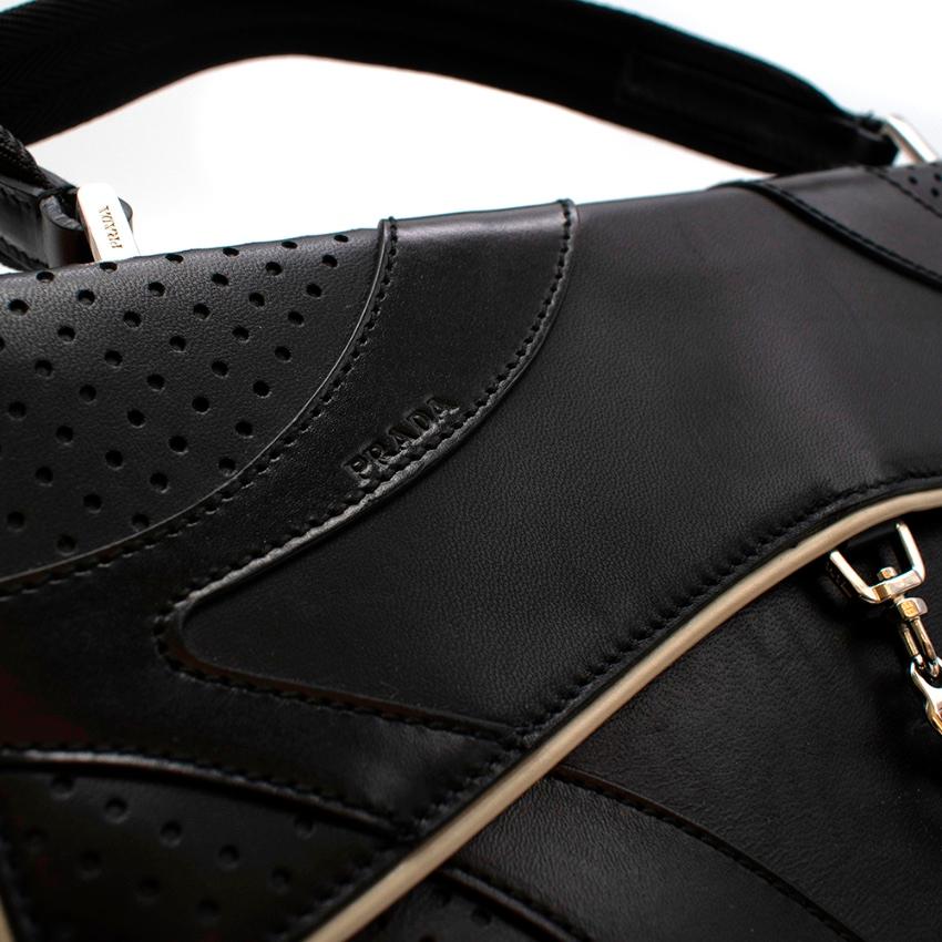 Women's Prada Black Leather Vintage Small Top Handle Bag For Sale