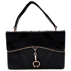Prada Schwarze Vintage-Tasche aus Leder mit Griff oben