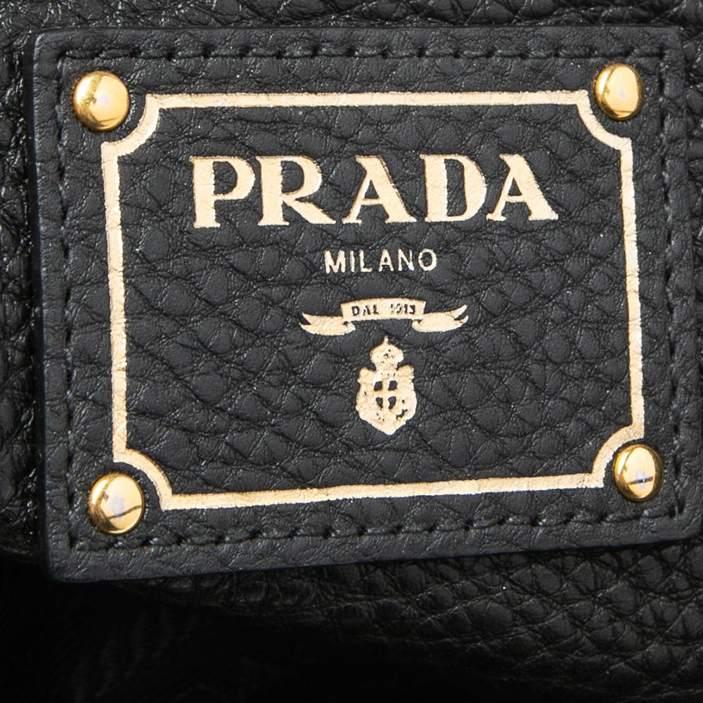 Prada Black Leather Vitello Daino Sacca 2 Manici Hobo 3