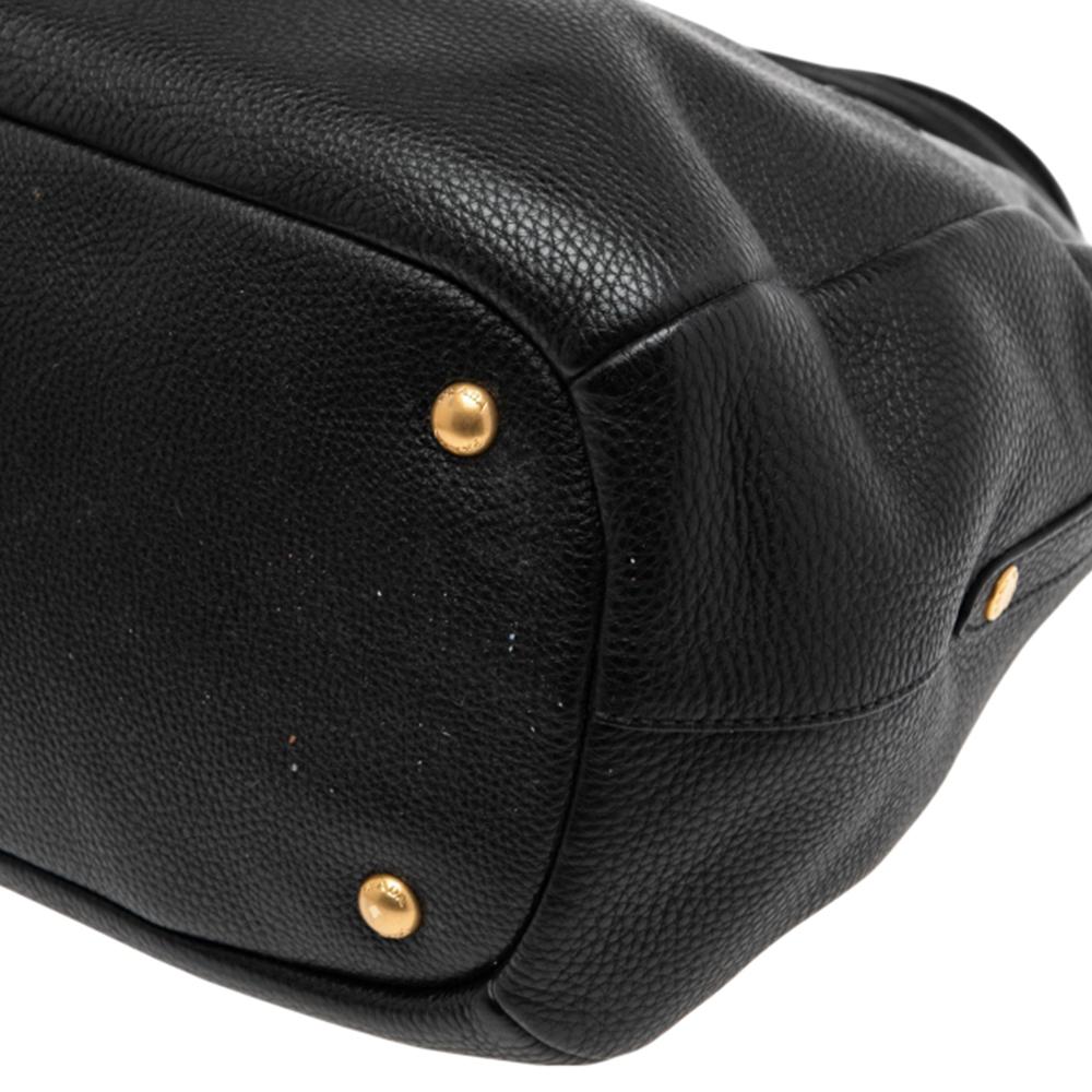 Prada Black Leather Vitello Daino Sacca 2 Manici Hobo 1