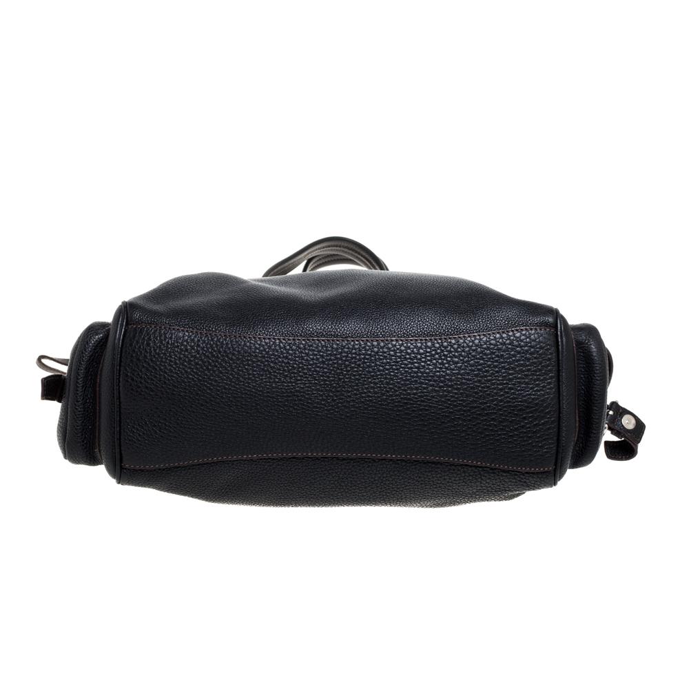 Prada Black Leather Vitello Daino Side Pocket Shoulder Bag 1