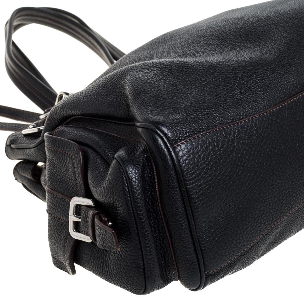 Prada Black Leather Vitello Daino Side Pocket Shoulder Bag 4