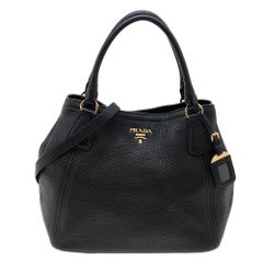 Prada Black Leather Vitello Daino Tote