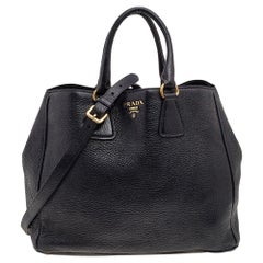 Prada Black Leather Vitello Daino Tote