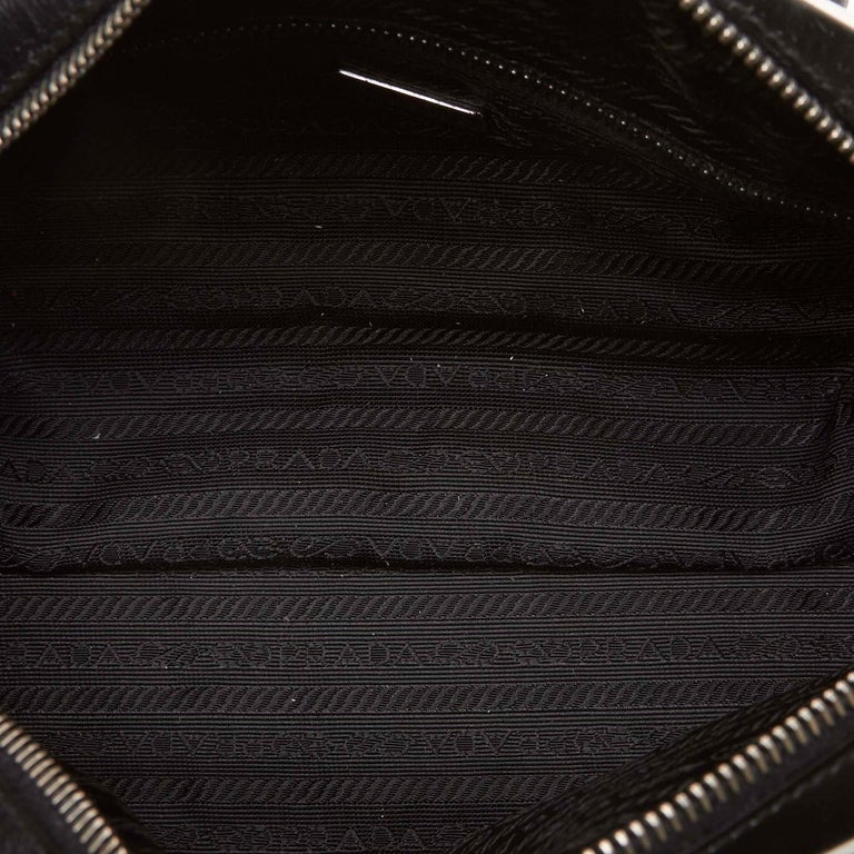 Prada Black Leather Vitello Drive Perforated Bowling Bag at 1stDibs