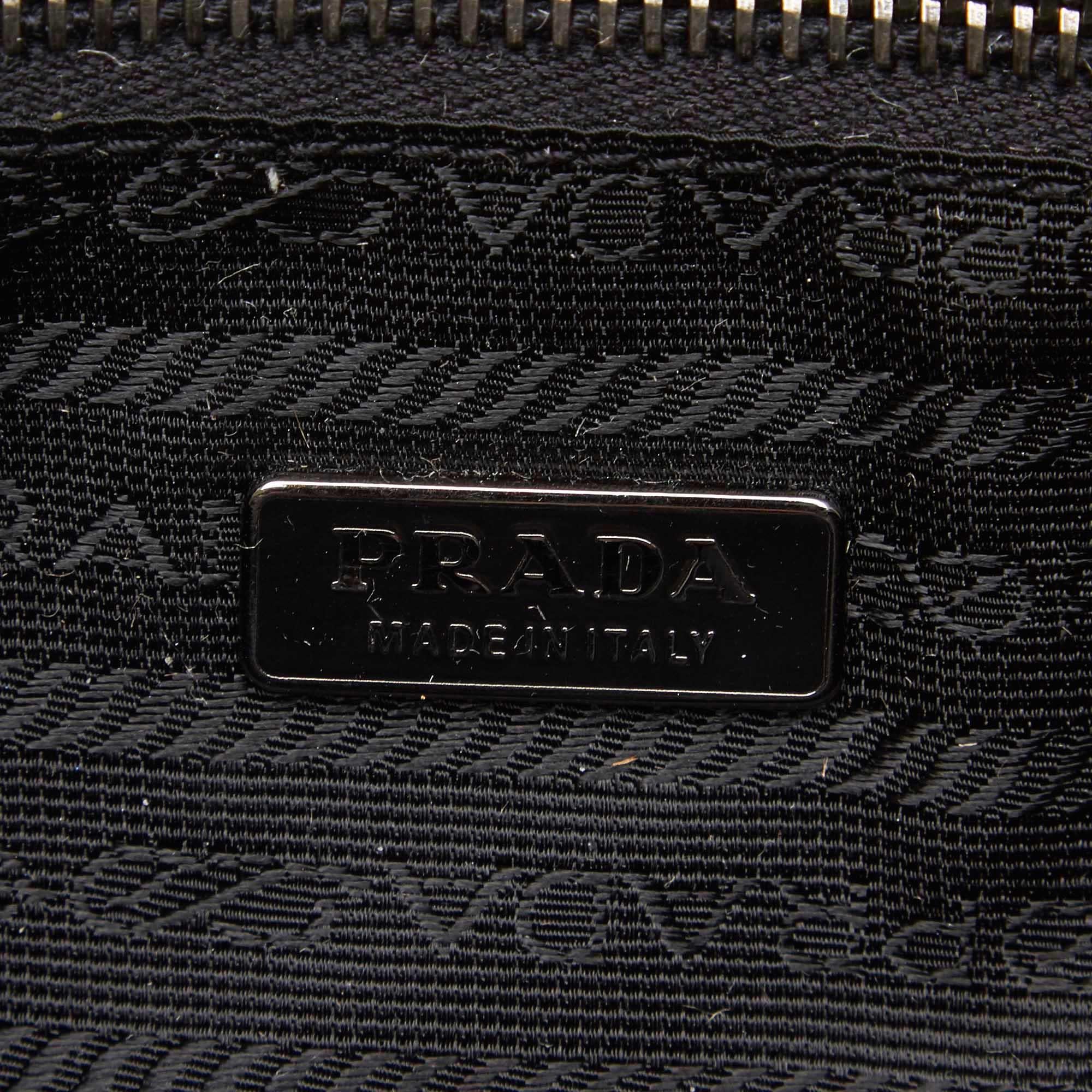 Prada Black Leather Vitello Drive Perforated Bowling Bag 2