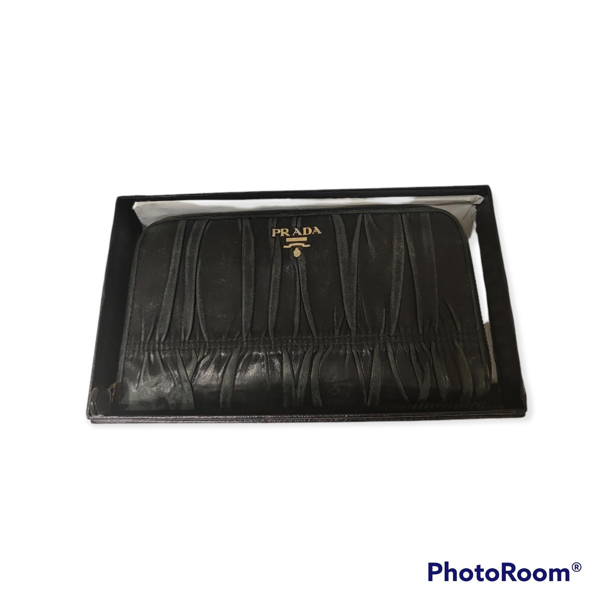 Black Prada black leather wallet